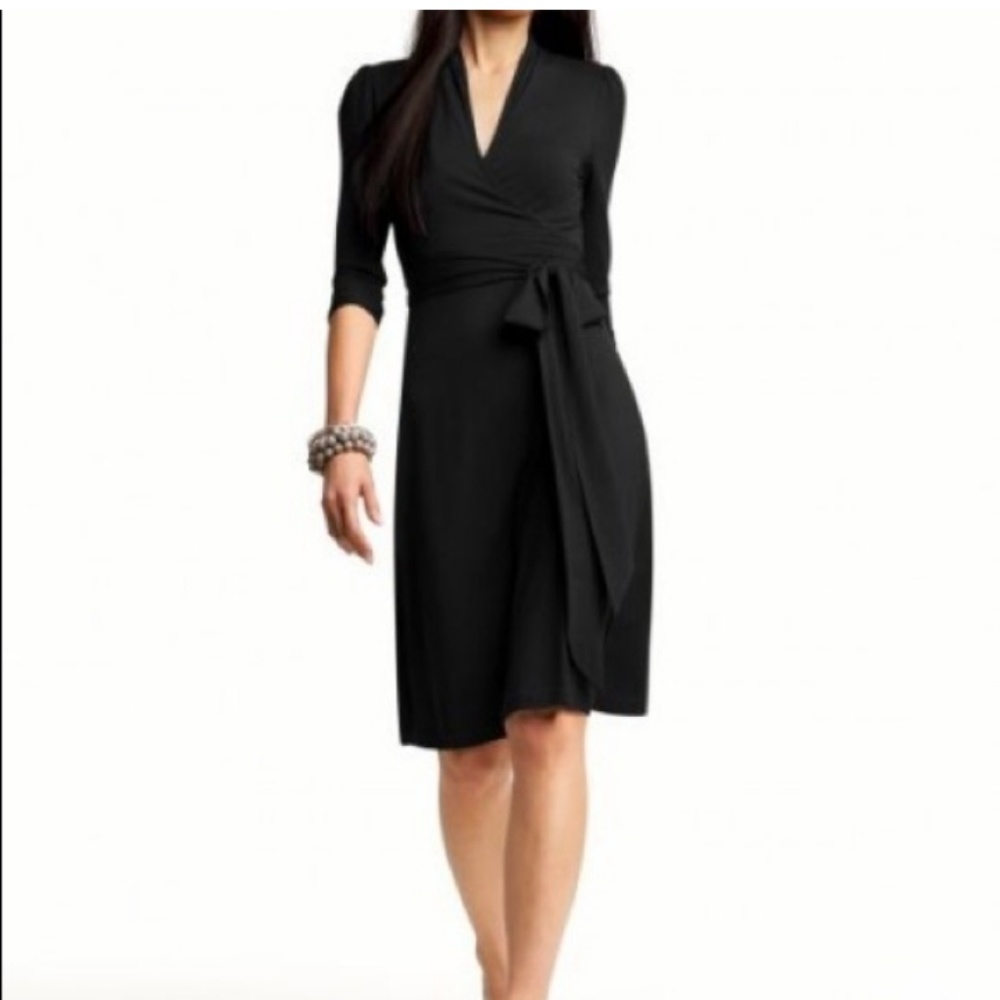 Banana Republic M knee length black wrap dress